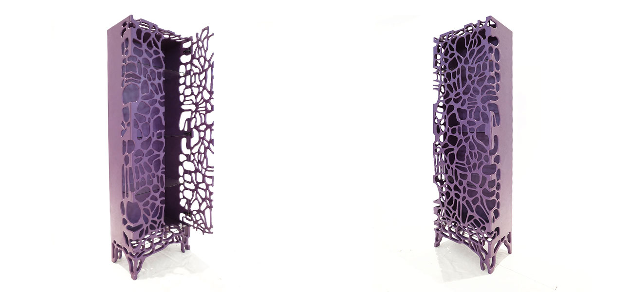 Высокий шкаф со стеклянными полками в фигурном стиле Einstein Neurons - фото