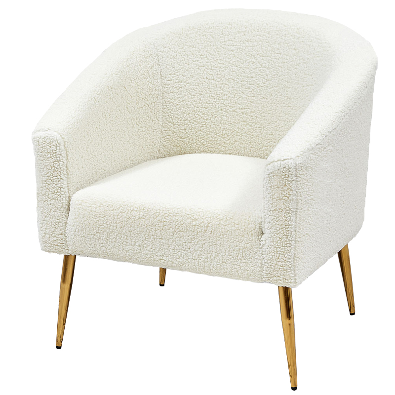 Кресло из белой ткани букле Boucle Luisa  Armchair Белый Золотой в Уфе | Loft Concept 