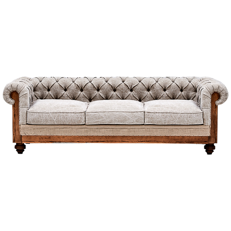 Диван Deconstructed Chesterfield Sofa Triple Gray Серый Бежевый Коричневый в Уфе | Loft Concept 