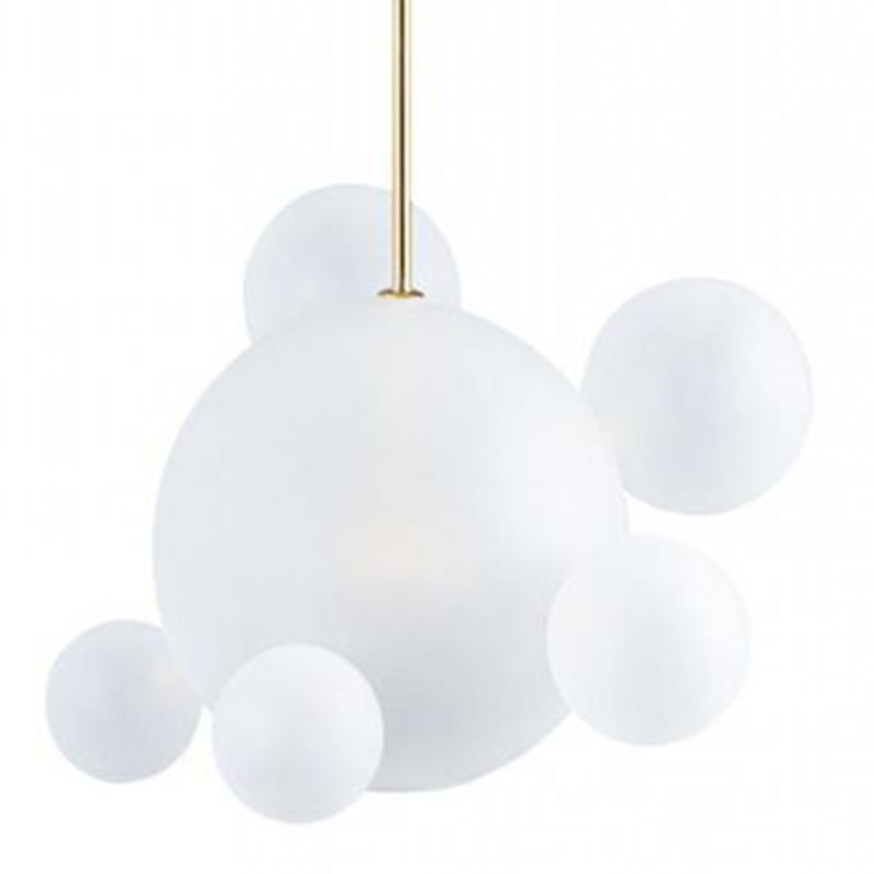 Светильник Giopato & Coombes Bollr Pendant 6 BUBBLE LAMP матовое белое стекло Белый Золотой в Уфе | Loft Concept 