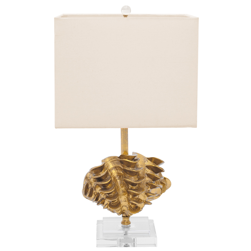 Настольная лампа Golden Shell Table Lamp с абажуром Белый Золотой Прозрачный Бежевый в Уфе | Loft Concept 