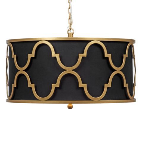 Люстра Black Shade Gold Quatrefoil Overlay Drum Pendant Черный в Уфе | Loft Concept 