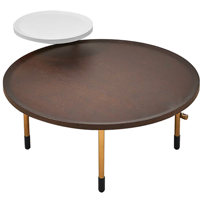 Кофейный стол Alastair Double Round Table Золотой Коричневый Белый в Уфе | Loft Concept 