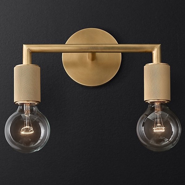 Бра RH Utilitaire Double Sconce Brass Латунь в Уфе | Loft Concept 