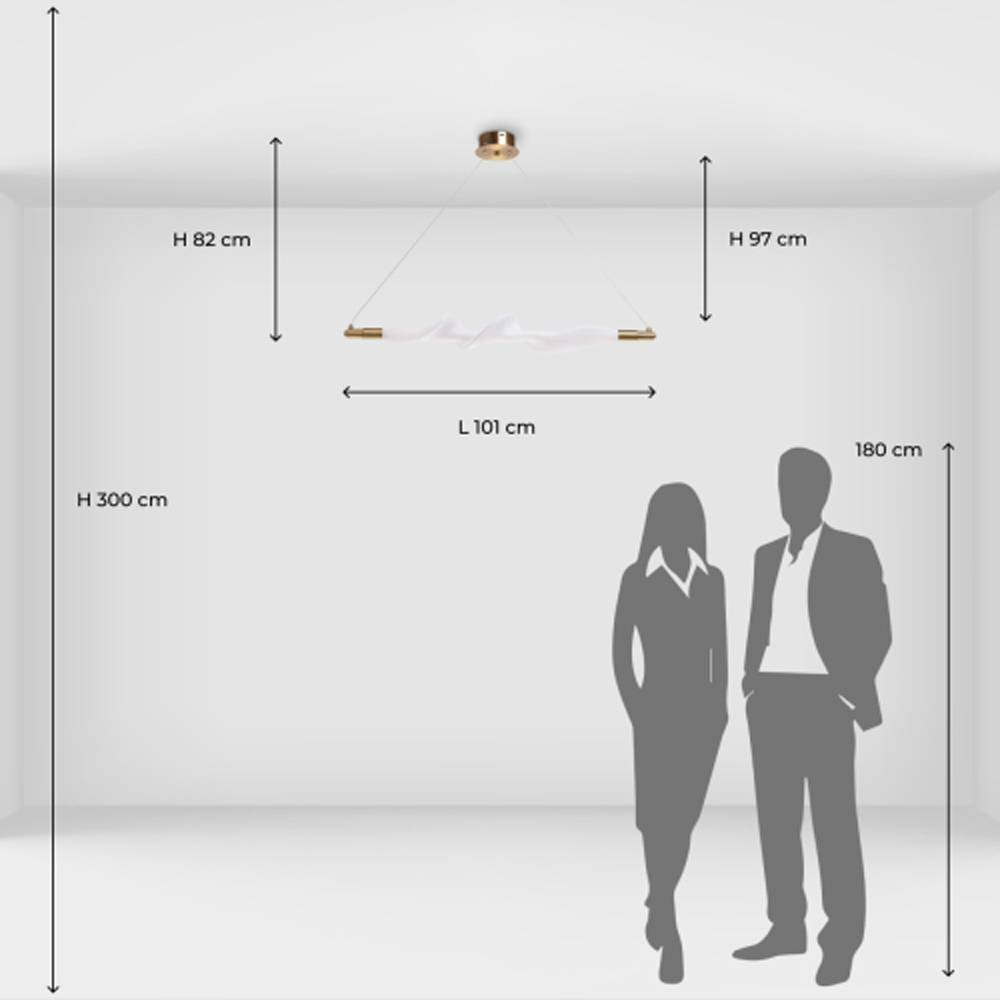 Люстра горизонтальная с волнистым белым плафоном Golden Swirl в Уфе