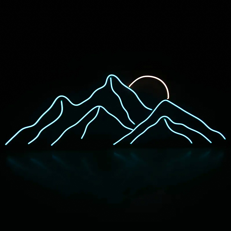 Неоновая настенная лампа Mountains Neon Wall Lamp Прозрачный Бирюзовый Оранжевый в Уфе | Loft Concept 