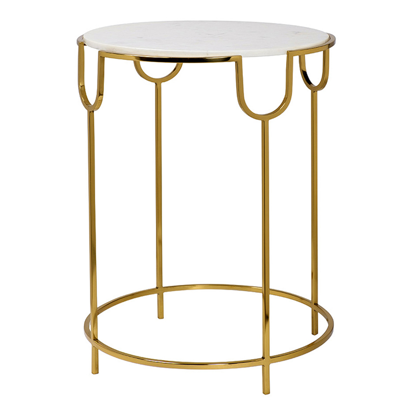 Приставной стол Bettina Side Table Глянцевое золото Белый Мрамор Bianco в Уфе | Loft Concept 