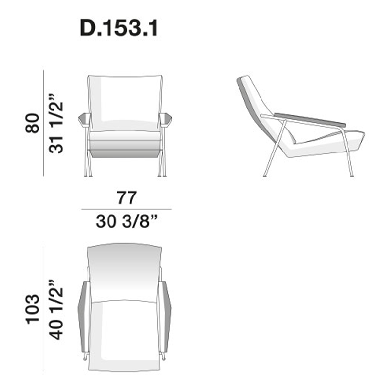 Дизайнерское кресло с подлокотниками Gio Ponti D.153.1 Armchair в Уфе