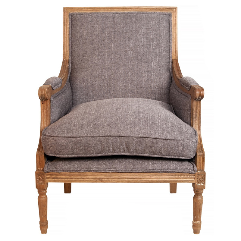 Кресло William Classical Armchair grey flax Серый Коричневый в Уфе | Loft Concept 