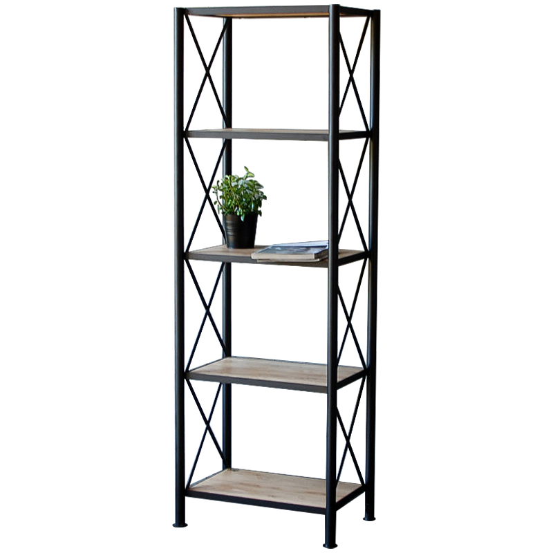 Стеллаж Pheobe Industrial Metal Rust Rack Черный Древесина в Уфе | Loft Concept 