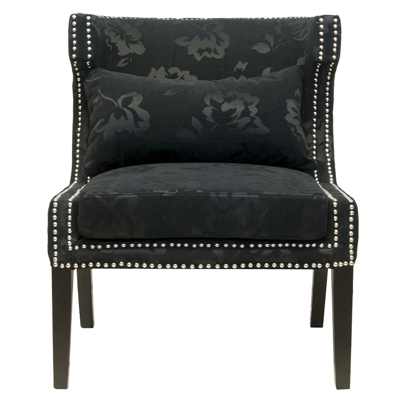 Полукресло с мягкой обивкой из жаккарда на 4-х ножках из массива березы Baroque Armchair black Черный в Уфе | Loft Concept 