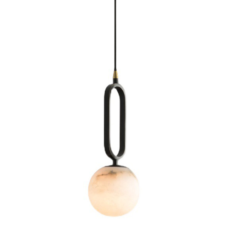 Подвесной светильник Reine Marble Hanging Lamp Черный Белый Мрамор Bianco Латунь в Уфе | Loft Concept 