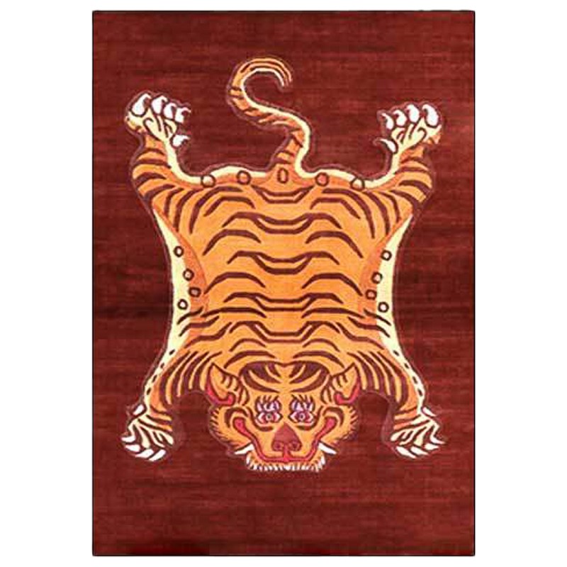 Ковер Тибетский Тигр Tibetan Tiger Rug Red Красный Оранжевый в Уфе | Loft Concept 