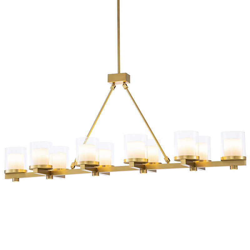 Люстра Eichholtz Chandelier Donovan Brass Латунь Белый Прозрачное Стекло в Уфе | Loft Concept 