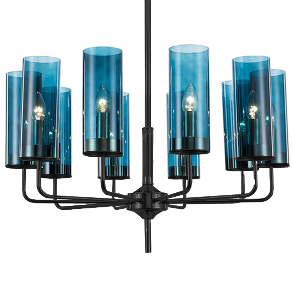 Люстра Black & Blue Glass Tube Chandelier 10 Графитовый Сапфир (Sapphire) в Уфе | Loft Concept 