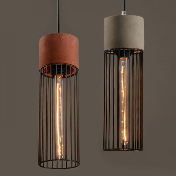 Подвесной светильник Cement Droplight Pendant Light cylinder Серый Красный Черный в Уфе | Loft Concept 