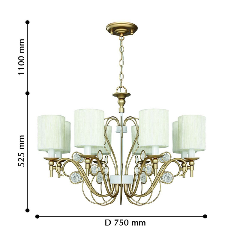 Ажурная люстра с тканевыми плафонами Montpellier D75 см в Уфе