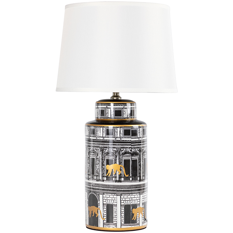 Настольная лампа Old Town Lampshade Black White Черно-белый Золотой Белый в Уфе | Loft Concept 