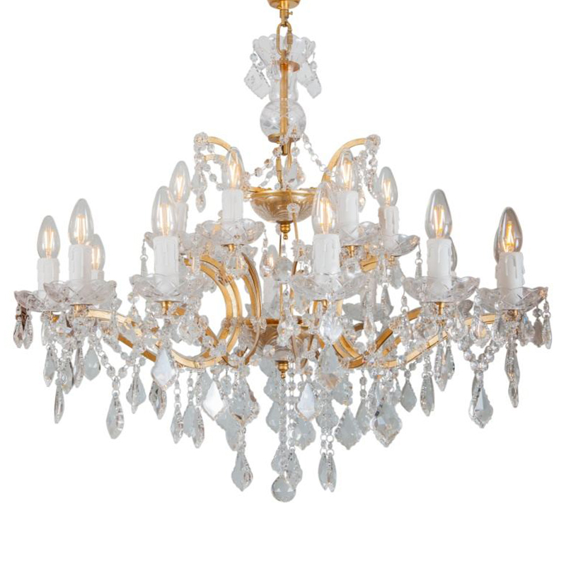 Люстра 19th c. Rococo IRON & CLEAR CRYSTAL GOLD Chandelier 18 Золотой Прозрачное Стекло в Уфе | Loft Concept 