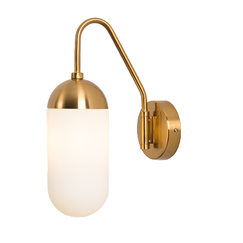 Бра Pelle Sconce short Gooseneck Clear Shade Латунь Белый в Уфе | Loft Concept 