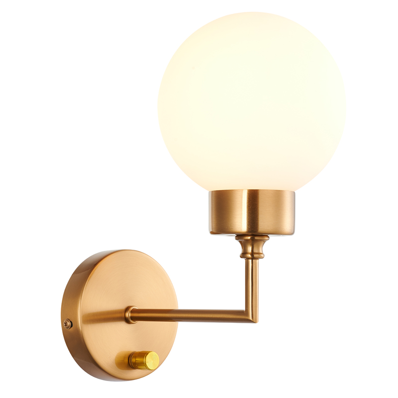 Бра Zibille Sconce brass Латунь Белое матовое стекло в Уфе | Loft Concept 