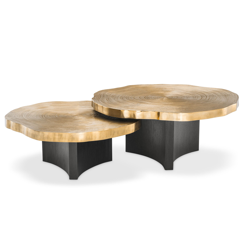 Комплект кофейных столов Eichholtz Coffee Table Thousand Oaks set of 2 Черный Латунь в Уфе | Loft Concept 