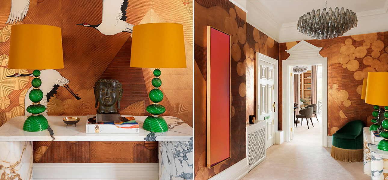 Обои ручная роспись Namban Polished Copper on Deep Rich Gold gilded paper - фото №3