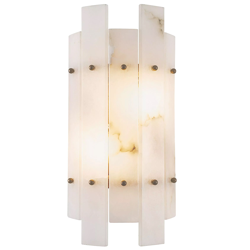 Бра Eichholtz Wall Lamp Caprera Alabaster Белый Мрамор Bianco Бежевый Латунь в Уфе | Loft Concept 