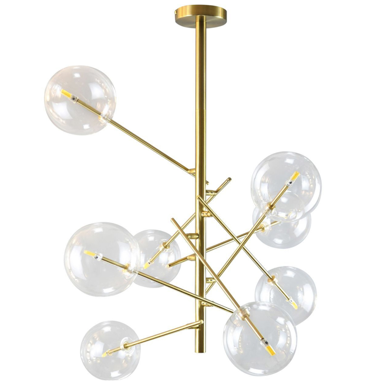 Люстра Gallotti & Radice Bolle Рanging Lamp 8 плафонов Золотой Прозрачный (Transparent) в Уфе | Loft Concept 