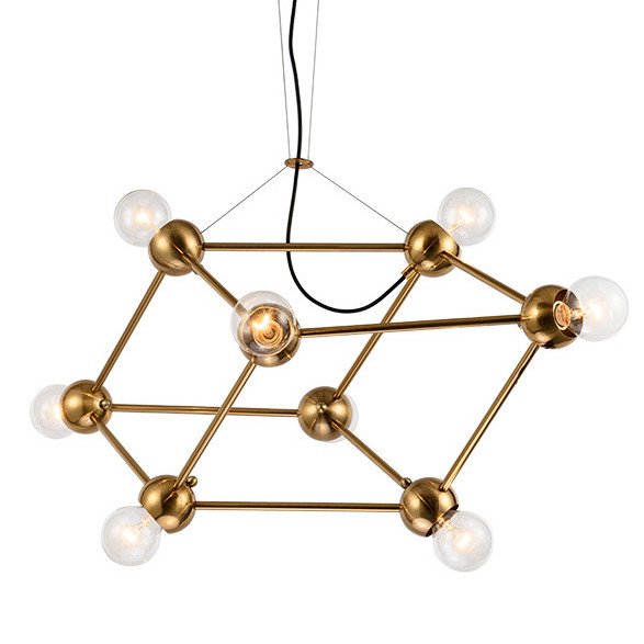 Люстра Molecule Gold Chandelier Золотой в Уфе | Loft Concept 