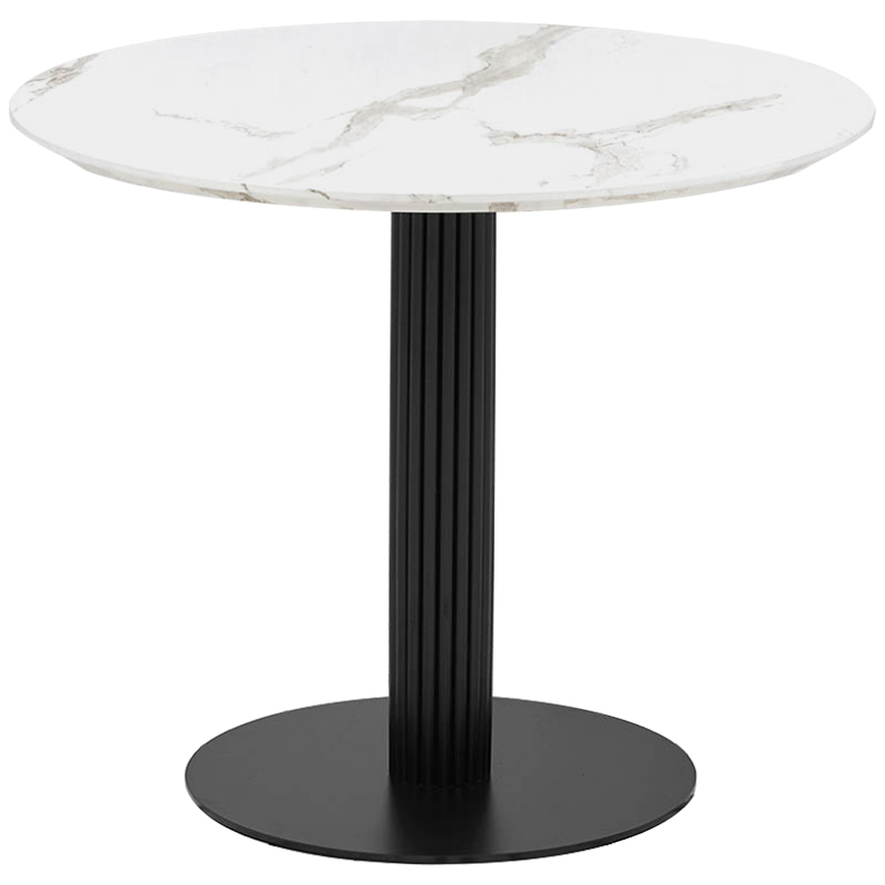 Круглый обеденный стол Blanca Marble Dinner Table столешница с рисунком под мрамор Черный Белый Круглый обеденный стол Blanca Marble Dinner Table столешница с рисунком под мрамор Черный Белый в Уфе | Loft Concept