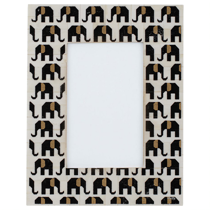 Фоторамка кость Indian Elephants Bone Inlay photo frame Черно-белый в Уфе | Loft Concept 