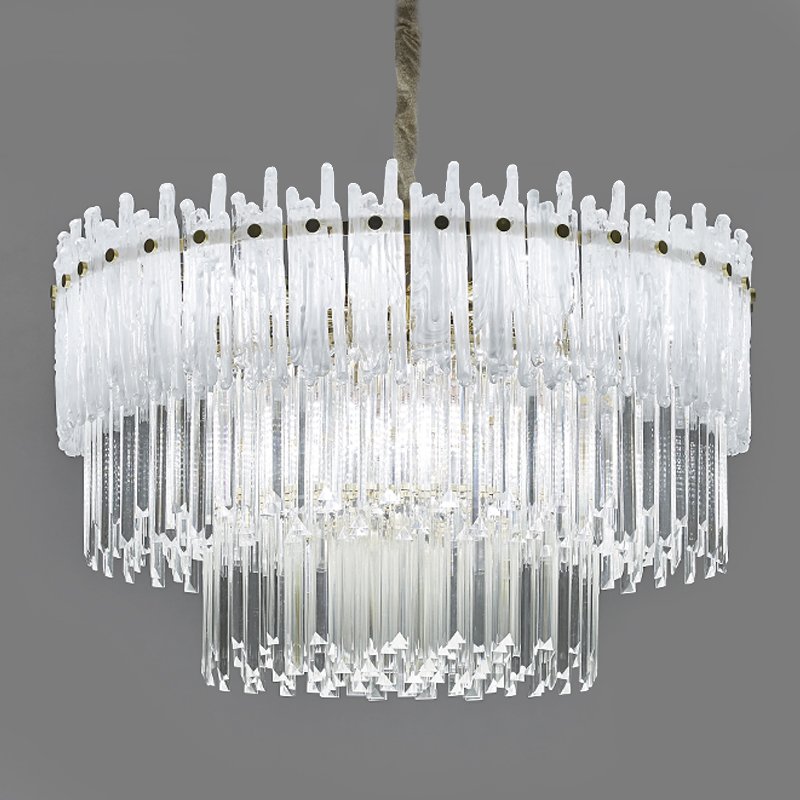 Люстра Murano Glass ICE Chandelier Золотой Белый Прозрачное Стекло в Уфе | Loft Concept 