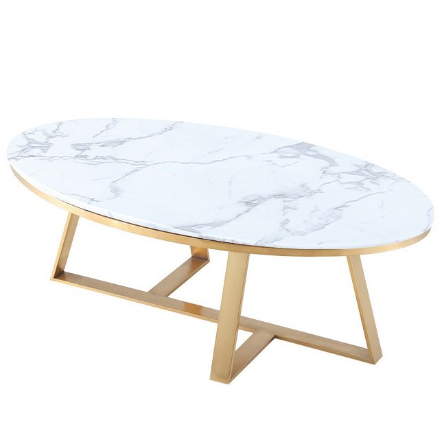 Кофейный стол Marble Oval Table Латунь Белый в Уфе | Loft Concept 