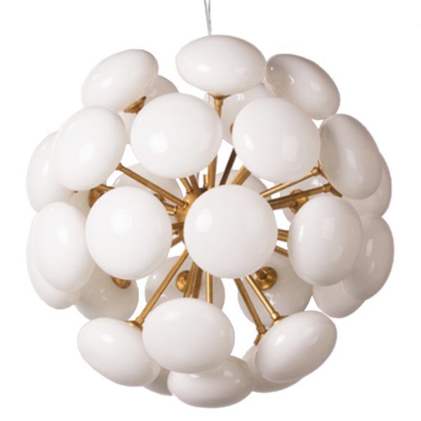 Люстра Mid-Century Sputnik Milk Glass Chandelier Золотой Прозрачный белый в Уфе | Loft Concept 