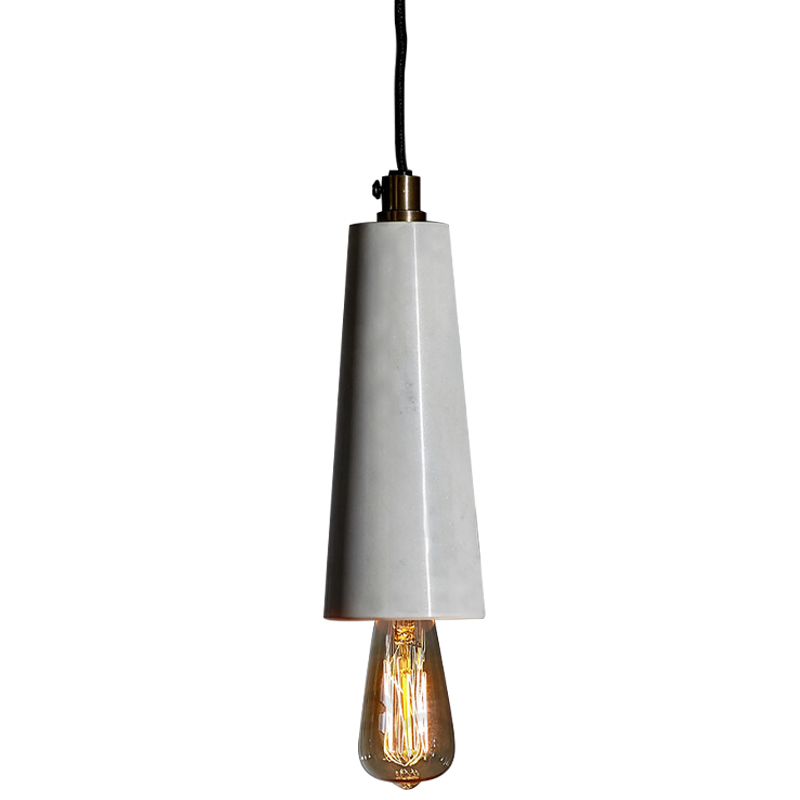 Подвесной светильник Shaw Cone Marble Hanging Lamp Черный Белый Мрамор Bianco в Уфе | Loft Concept 