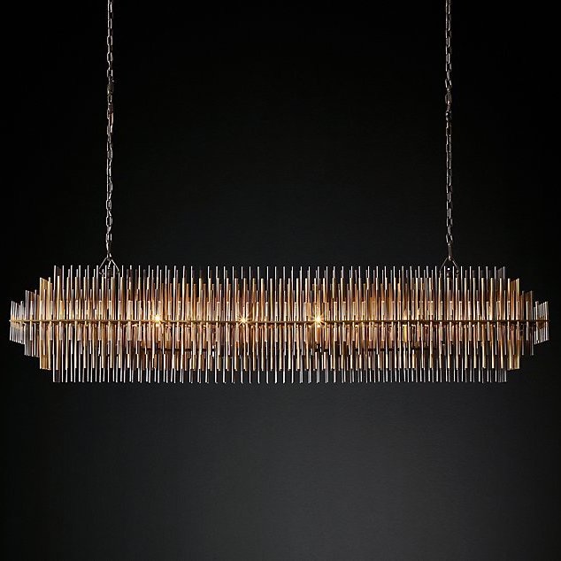 Люстра Restoration Hardware Emile Linear Chandelier Латунь Античная полированная Прозрачный Оловянный Темная бронза в Уфе | Loft Concept 