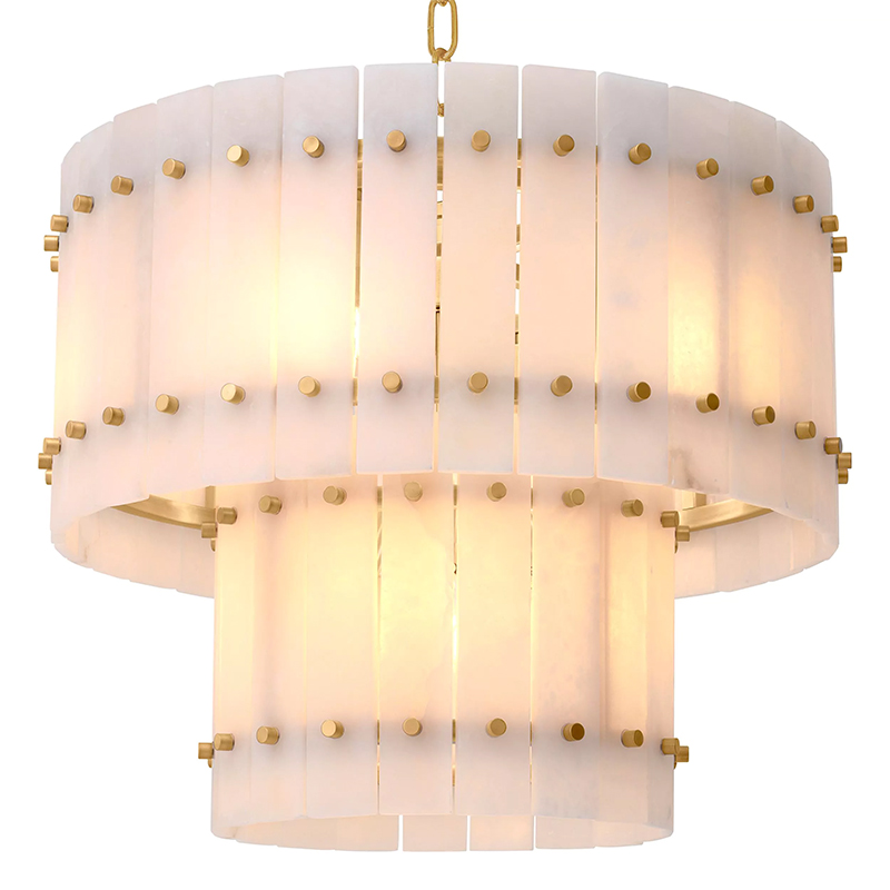 Люстра Eichholtz Chandelier Ruby S Alabaster Латунь Бежевый Белый Мрамор Bianco в Уфе | Loft Concept 