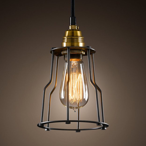 Подвесной светильник Loft Industrial Cage Filament Pendant Бронза Черный в Уфе | Loft Concept 