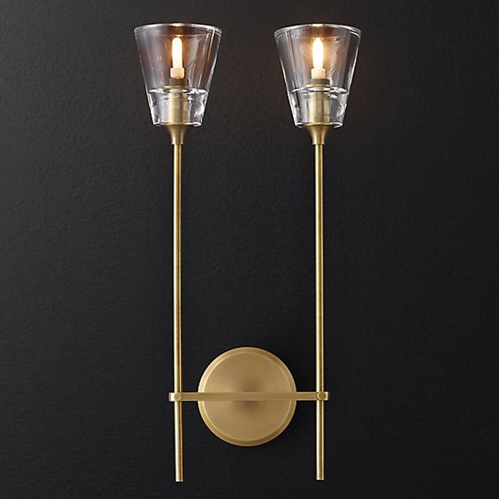 Бра RH Torche De Verre Double wall lamp Латунь в Уфе | Loft Concept 