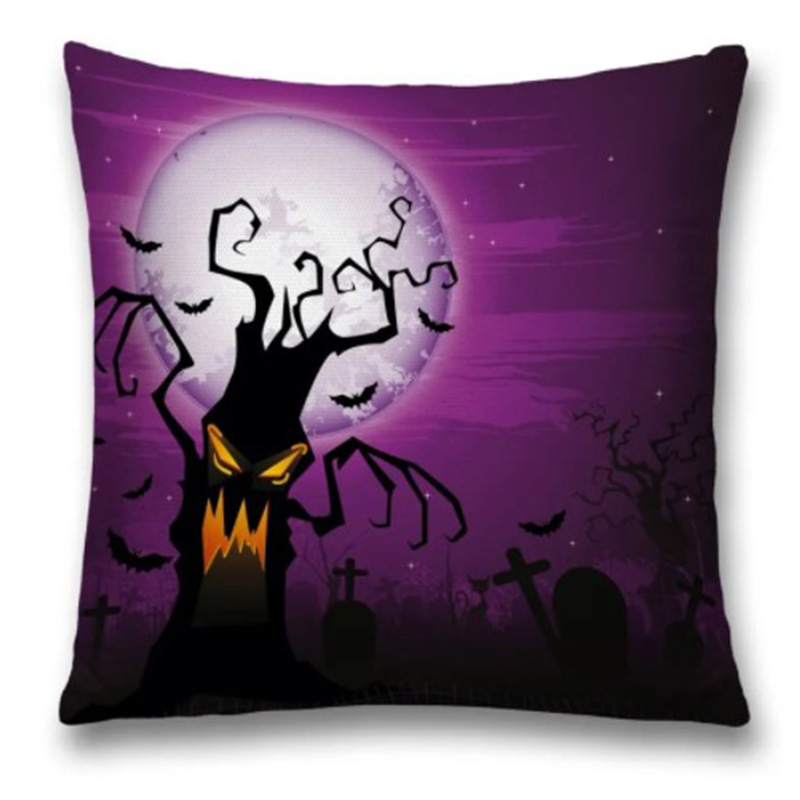 Подушка Halloween Terrible Tree Черный Пурпурно-фиолетовый в Уфе | Loft Concept 