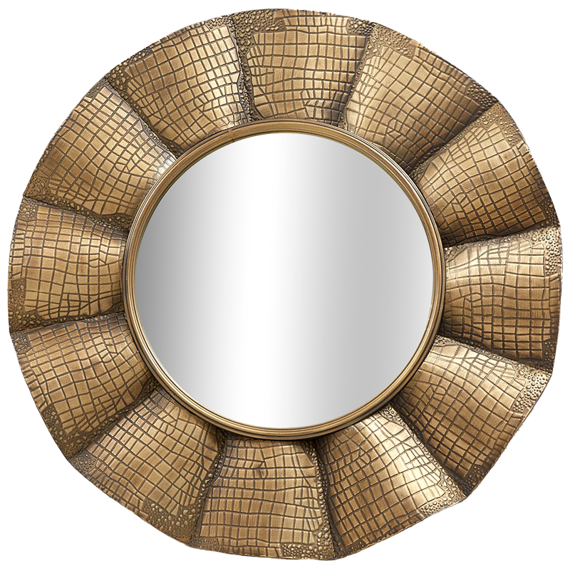 Круглое зеркало Aguirre Round Brass Mirror Латунь Зеркало в Уфе | Loft Concept 