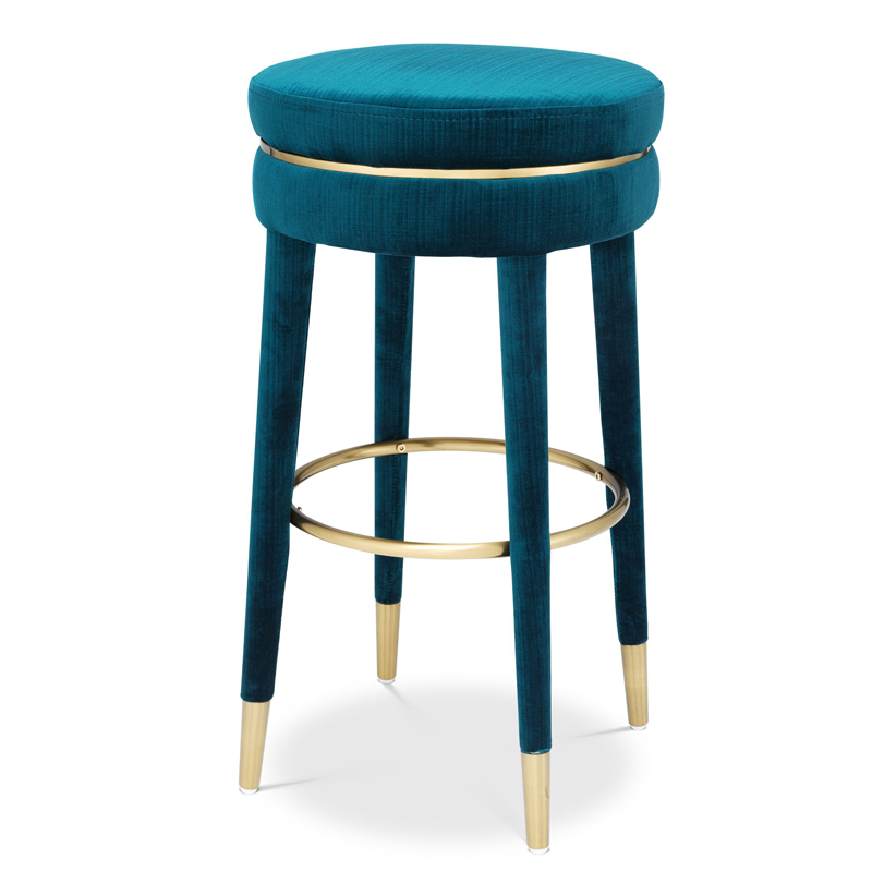 Барный стул Eichholtz Bar Stool Parisian blue Бирюзовый Латунь в Уфе | Loft Concept 