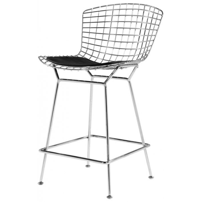 Барный стул Bertoia Barstool Черный Серебряный в Уфе | Loft Concept 