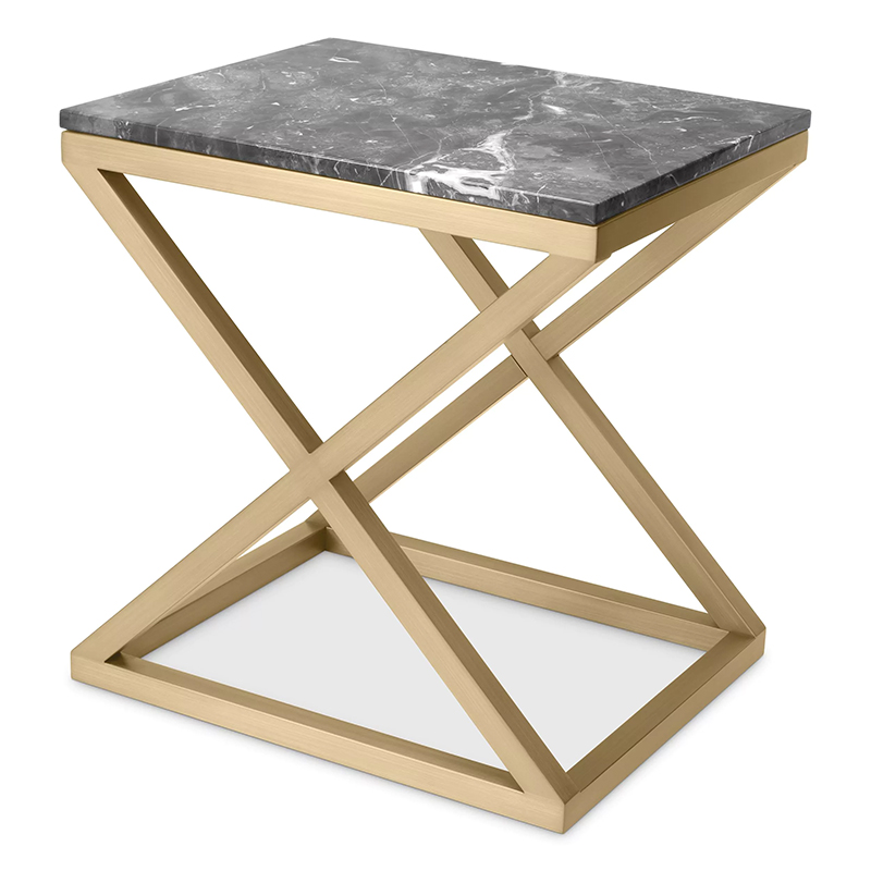 Приставной стол Eichholtz Side Table Criss Cross Латунь Серый в Уфе | Loft Concept 