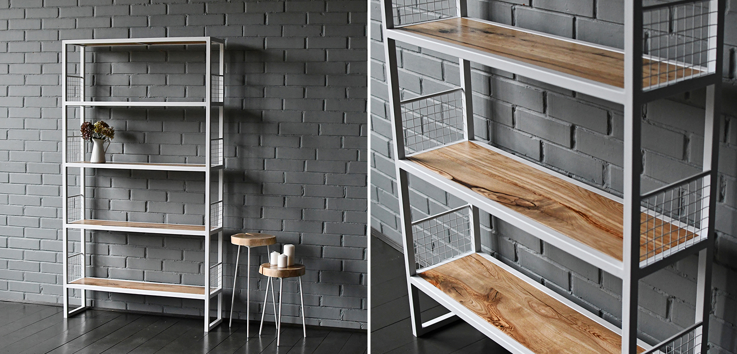 Стеллаж Richie Industrial Metal Rust White Rack - фото