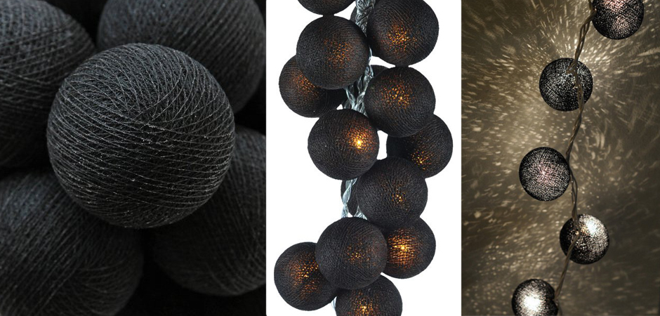 Гирлянда хлопковые фонарики Сotton Ball Ice Black - Loft-Concept в Уфе