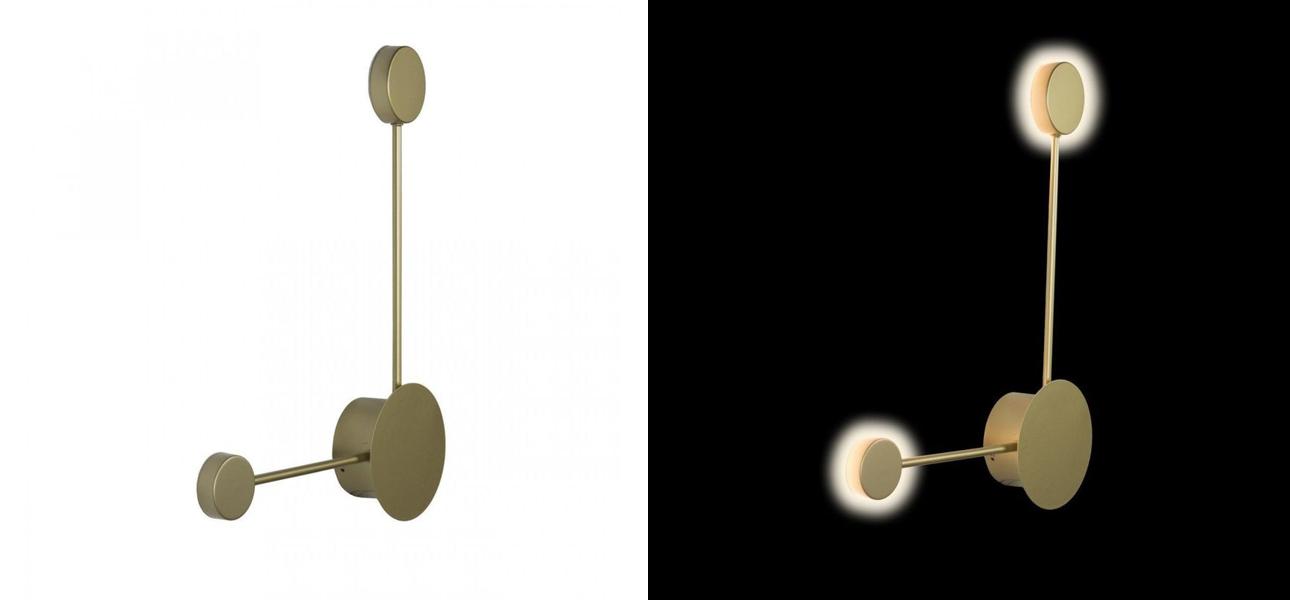 Бра Лофт Vibia Pin Wall Light 2 плафона Золотой матовый цвет - фото №1
