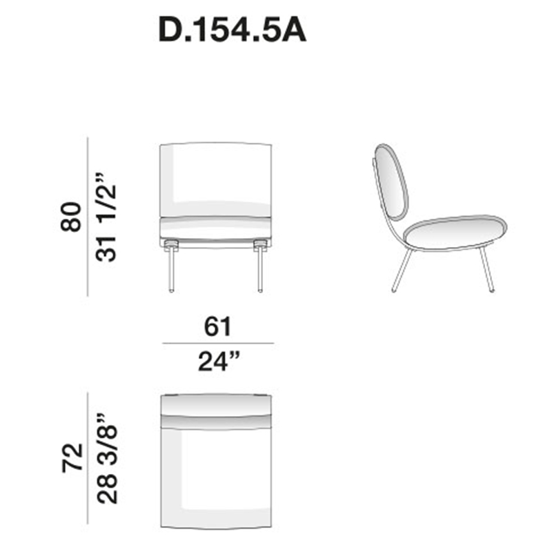 Дизайнерское кресло без подлокотников Gio Ponti ROUND D.154.5 Armchair в Уфе