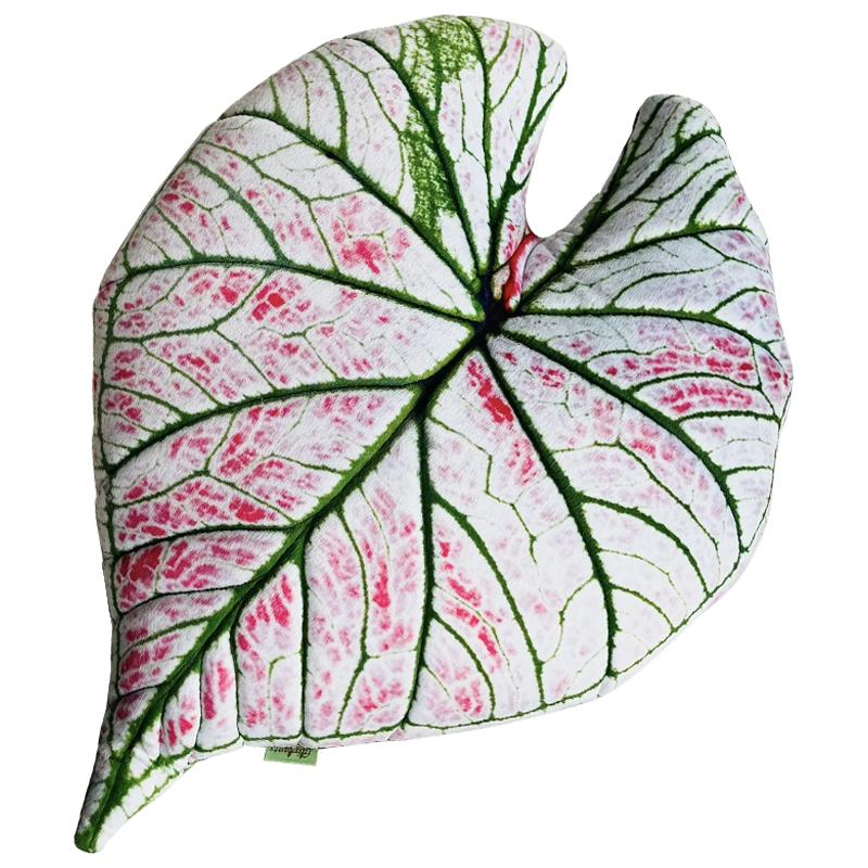 Декоративная подушка Botanical Cushion Caladium Rosebud Зеленый Бежевый Розовый в Уфе | Loft Concept 